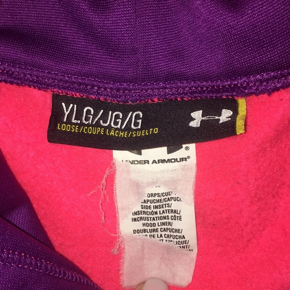 UNDER ARMOUR pink and purple hoodie size LG youth - Picture 3 of 5